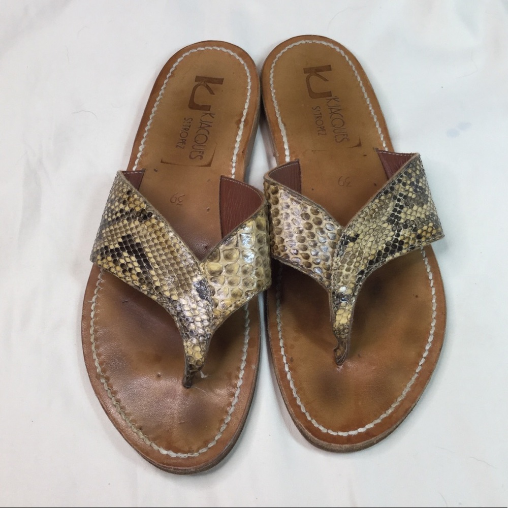 K Jacques St Tropez Snake Flip Flops Sandals - 39